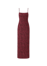 Wine Thin Adjustable Straps Jacquard Bodycon Formal Evening Maxi Dress