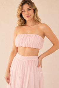 Women's Blush Bandeau Chiffon Co-Ord Set