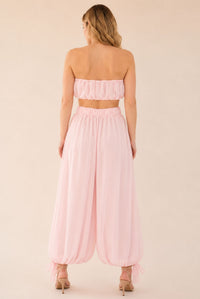 Women's Blush Bandeau Chiffon Co-Ord Set