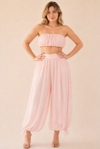 Women's Blush Bandeau Chiffon Co-Ord Set