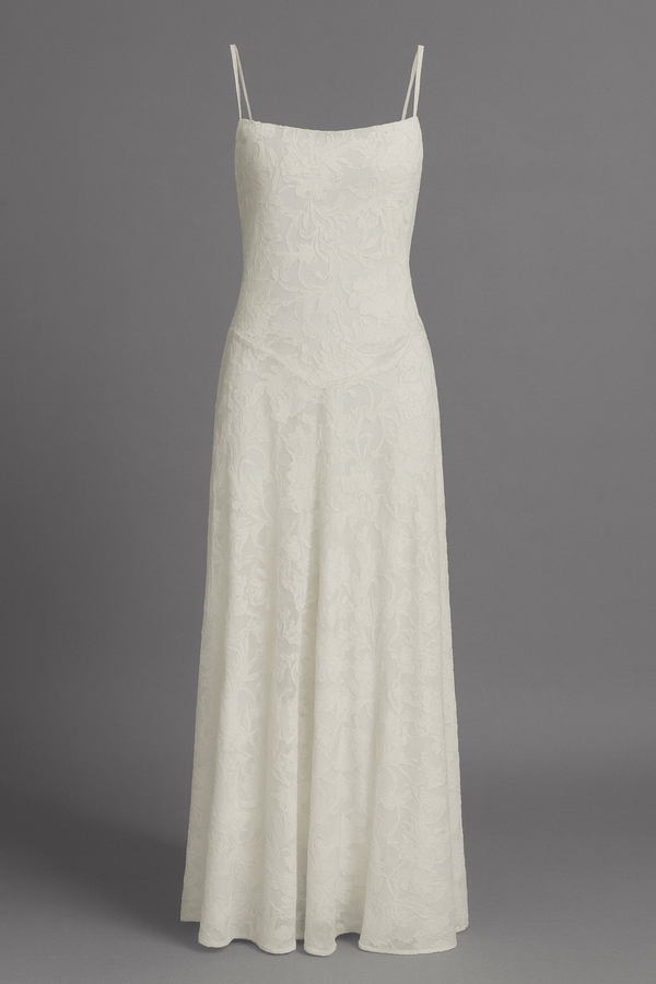 A-Line Jacquard Thin Adjustable Straps Maxi Dress