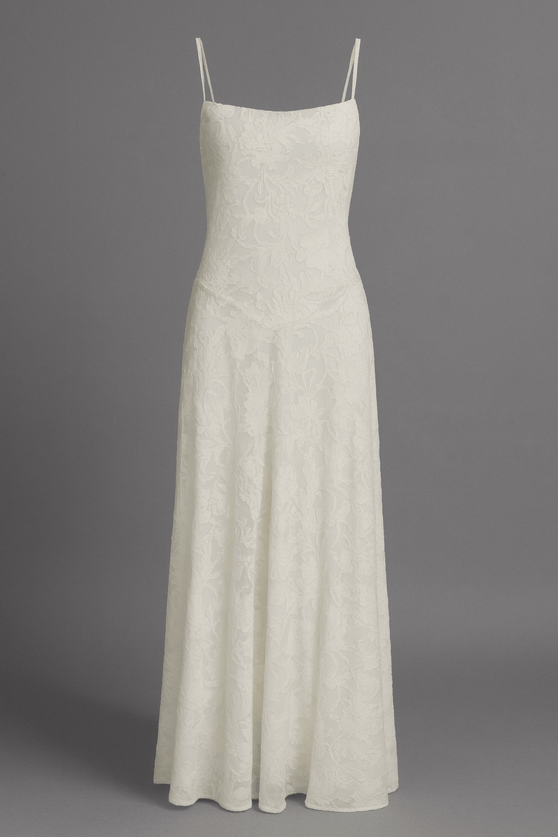 A-Line Jacquard Thin Adjustable Straps Maxi Dress