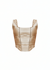 Avinci faux leather square neckline corset top front view Gold Color