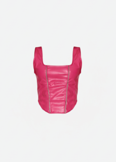 Avinci faux leather square neckline corset top front view