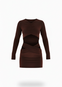 Avinci figure-hugging cut-out long sleeve mini dress front view