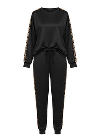 Comfortable Ribbed Leopard Stripe Loungewear Co-Ord
