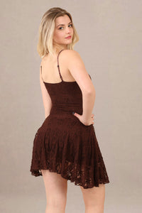 Avinci Chocolate Lace Corset Detail Mini Dress - Mini Dress - Avinci