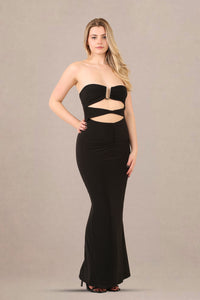 Classic Elegance: The Black Slinky Bandeau Maxi Dress - Maxi Dress - Avinci