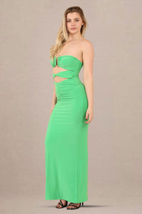 Cut-out bandeau bodycon fit maxi dress side view
