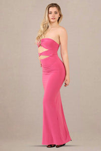 Cut-out bandeau bodycon fit maxi dress side view