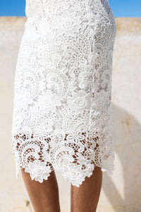 White Lace Semi-Formal Sleeveless Midi Dress