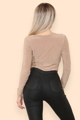 Elevate Your Wardrobe: Deep Cowl Neck Long Sleeve Bodysuits - bodysuit - Avinci