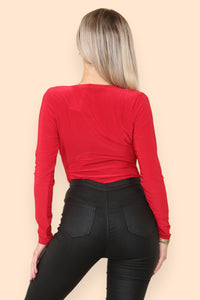 Elevate Your Wardrobe: Deep Cowl Neck Long Sleeve Bodysuits - bodysuit - Avinci