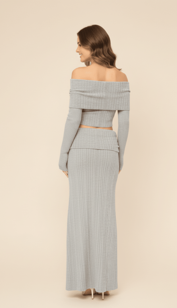 High-Waisted Cardigan Long Skirt Co-ord Lounge Set