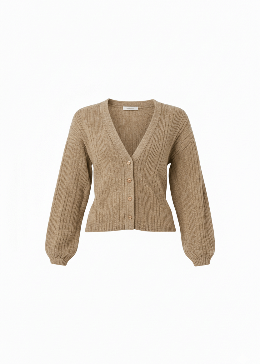 Lightweight Classic Front Button Ribbed V-Neck Top