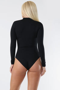 Hook and Eye Long Sleeve Bodysuit - Tops - Avinci