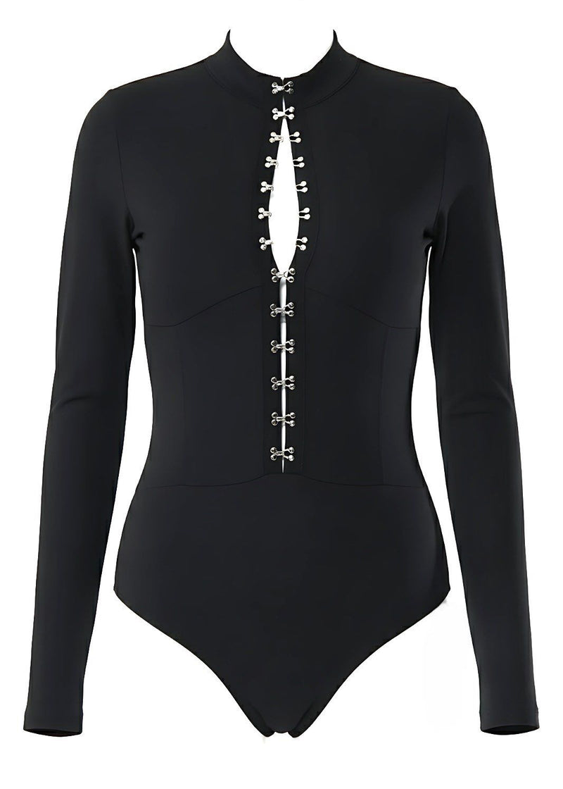 Long Sleeve Hook and Eye Bodysuit