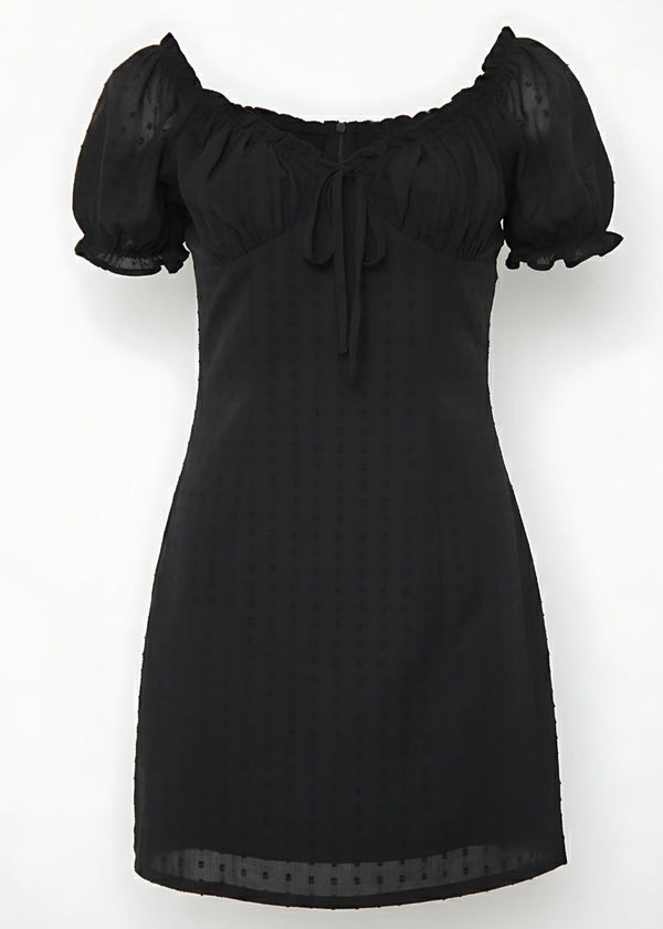 Off-Shoulder Puff Sleeve Bardot Mini Dress