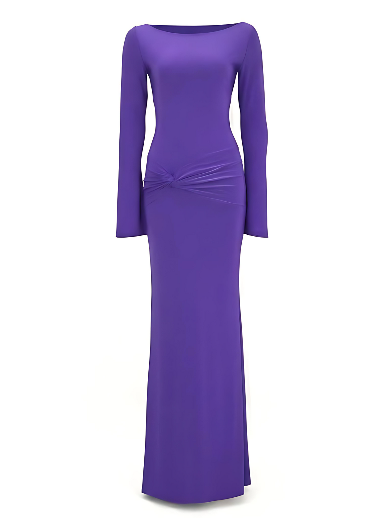 Purple Backless Maxi Knot Waist Bodycon Dress