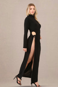 Avinci Black Slinky Extreme Cross Back Maxi Dress with Trim Detail - Maxi Dress - Avinci