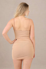 Beige Mesh Mini Dress - Mini Dress - Avinci