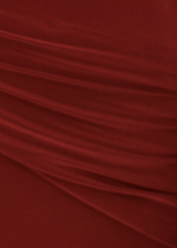 side ruching bodycon full sleeve jersey evening gown, elegant silhouette fabric details
