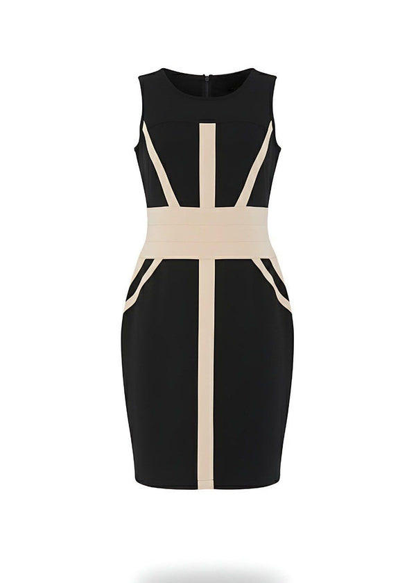 Black Sleeveless Contrast Bandage Bodycon Dress