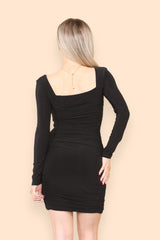 Square Neck Ruched Bodycon Mini Dress - Dresses - Avinci