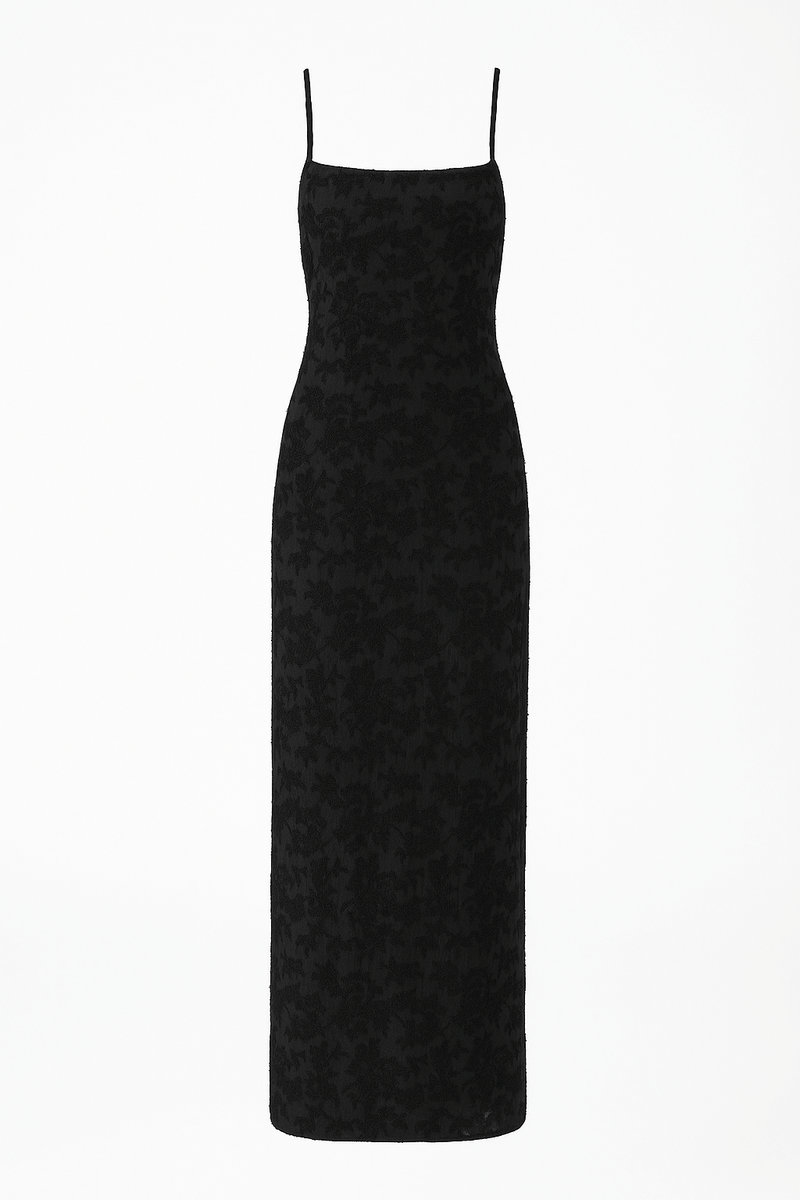Thin Adjustable Straps Jacquard Bodycon Formal Evening Maxi Dress