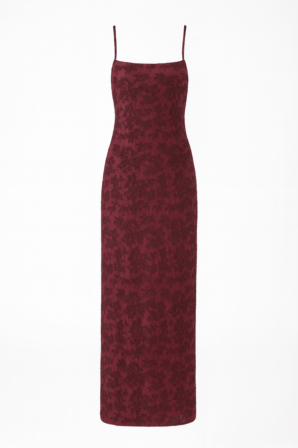 Thin Adjustable Straps Jacquard Bodycon Formal Evening Maxi Dress