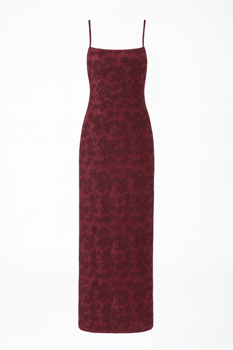 Thin Adjustable Straps Jacquard Bodycon Formal Evening Maxi Dress