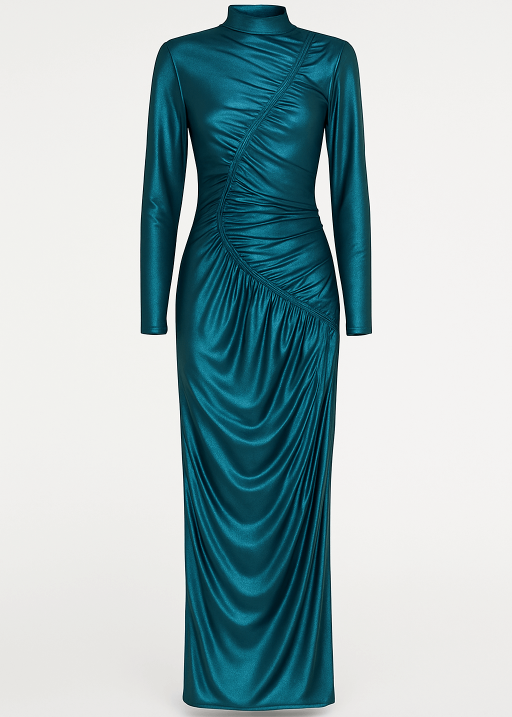 Black Petrol Metallic Sequin Full-Length Silhouette Fit Maxi Dress