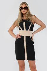 Contrast Zipper Bandage Bodycon Dress - Bodycon Dress - Avinci