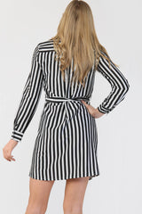 Striped Satin Shirt Dress - Day Dress - Avinci