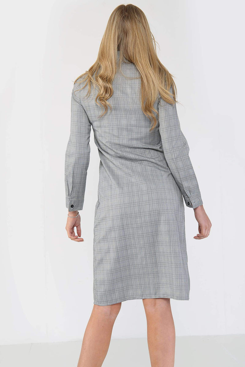 Woven Check Twist Waist Shirt Dress - Day Dress - Avinci