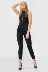 Hook and Eye Scuba Bodycon Jumpsuit - Jumpsuit - Avinci