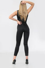 Hook and Eye Scuba Bodycon Jumpsuit - Jumpsuit - Avinci
