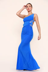 Blue One Shoulder Maxi Dress - Maxi Dress - Avinci