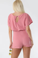 Belted Open Back Tie Waist Boxy Playsuit - Playsuits - Avinci