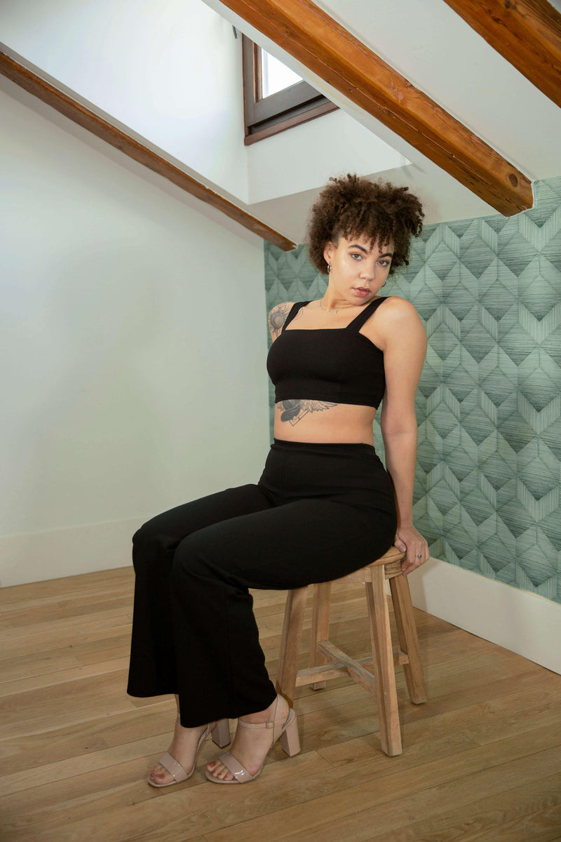Shape Crop Top and Wide Leg Trousers Co-ord Set - Co-ords - Avinci