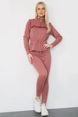 Frill Trim Top and Joggers Co-Ord Set - Jumpsuit - Avinci