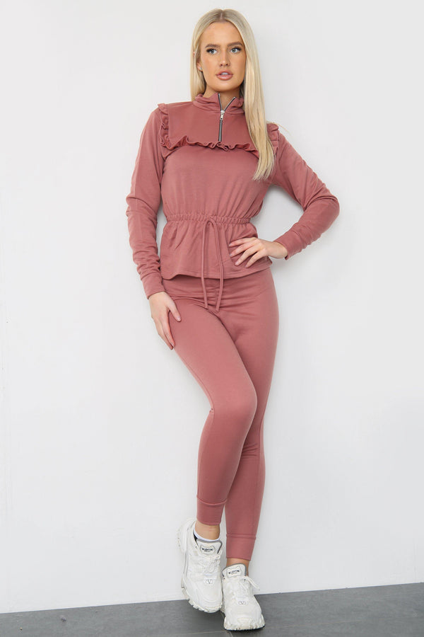 Frill Trim Top and Joggers Co-Ord Set - Jumpsuit - Avinci