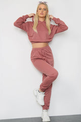 Long Sleeve Crop Top and Matching Oversized Joggers - Co-ords - Avinci