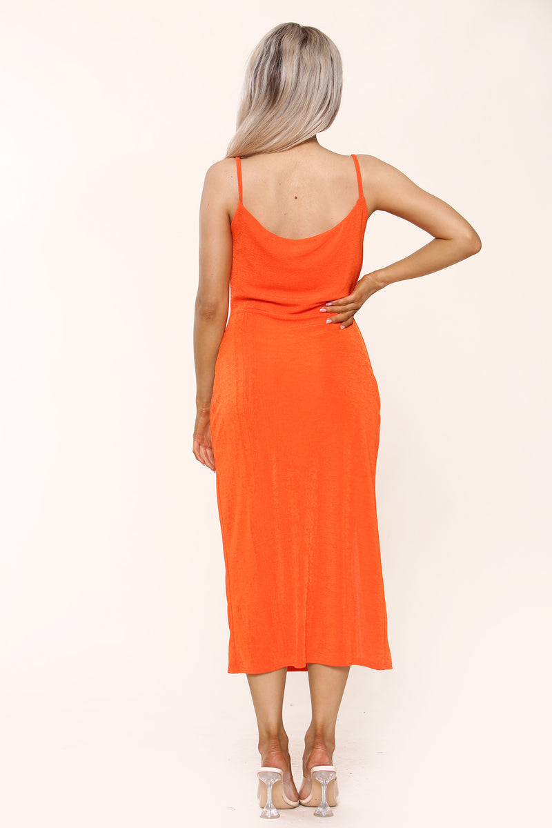 Radiant Red Orange Maxi Dress: Effortless Elegance - Midi Dress - Avinci