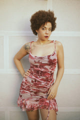 Print Cowl Neck Ruched Mini Dress - Mini Dress - Avinci