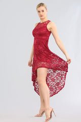 AVINCI WOMEN NAVY LACE ASYMMETRICAL DRESS - - Avinci