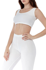 Women Co-ord | White Buy Ribbed Strappy Crop Top & Cycling Short