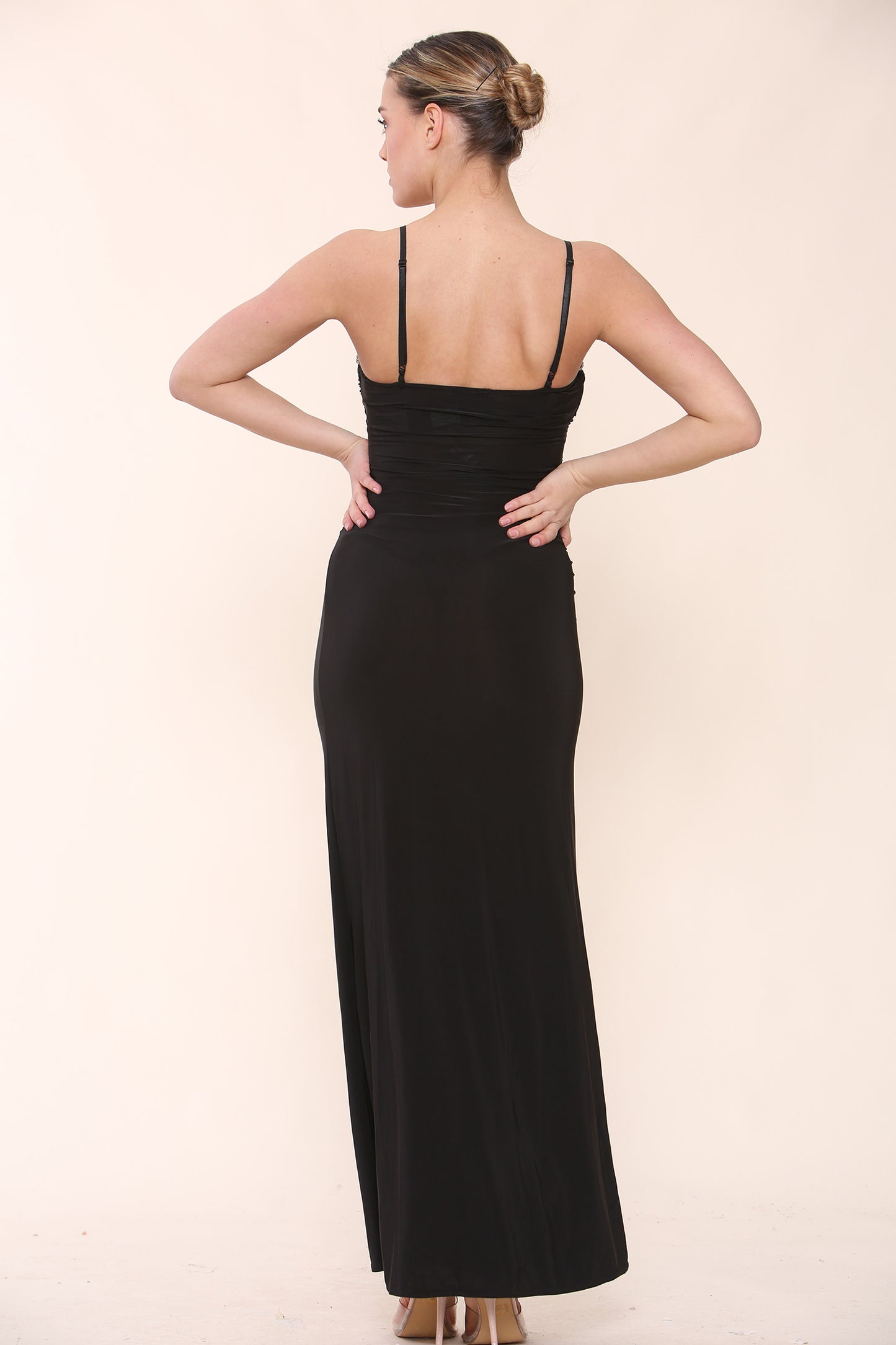 Women's Stunning Black Stonework Bodycon Dress