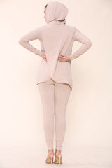 Soft Ribbed Hooded Cardigan and Trousers Co-Ord Set