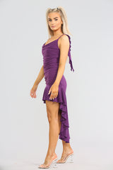 Ruffle Asymmetric Hem Mini Dress